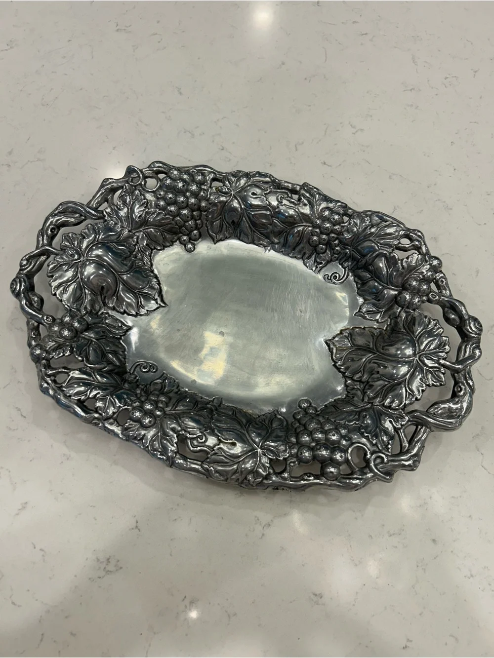 Arthur Court Silver-Tone Grape Motif Serving Tray